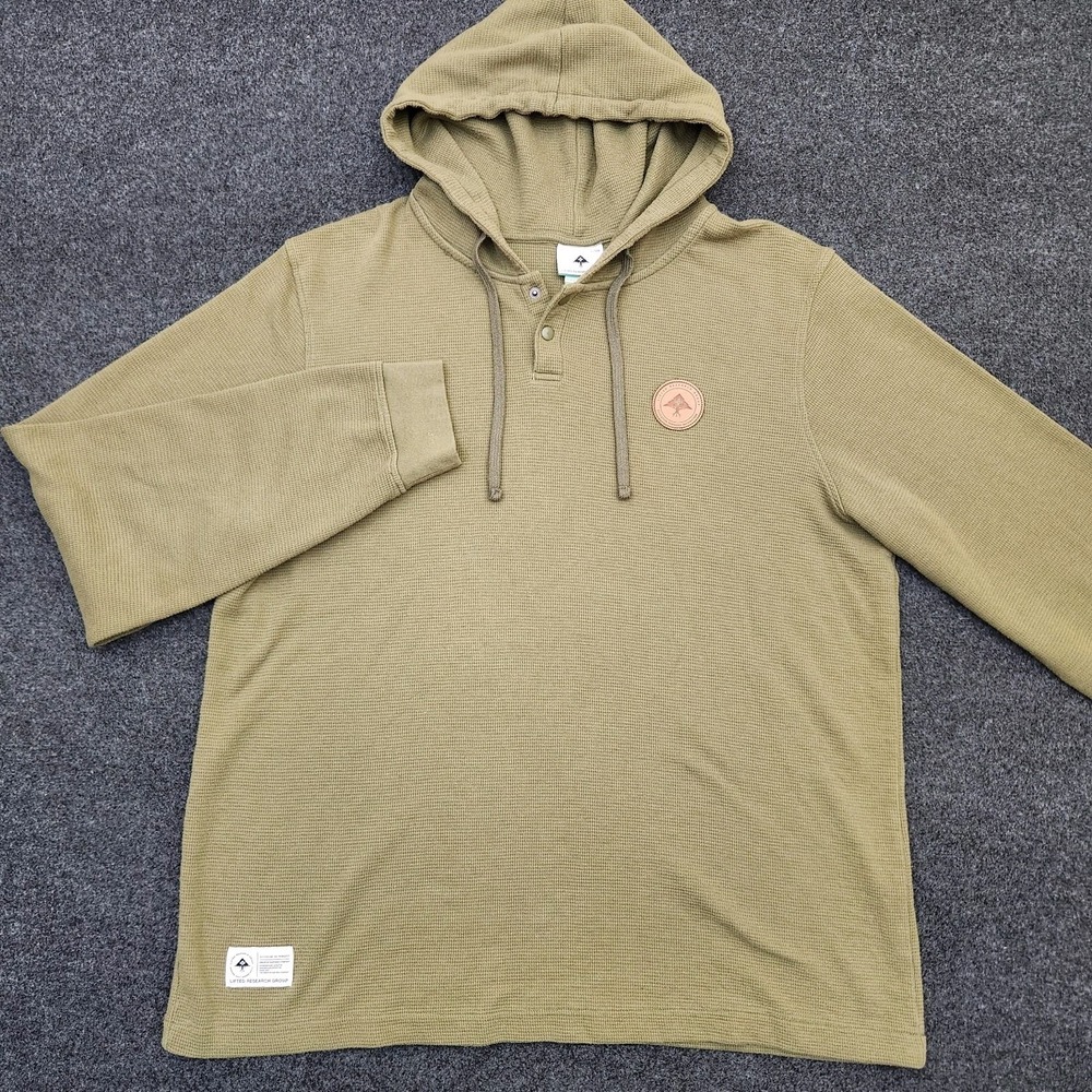 Lifted Research Group‎ LRG Mens 3XL Green Waffle Knit Henley Hoodie Top